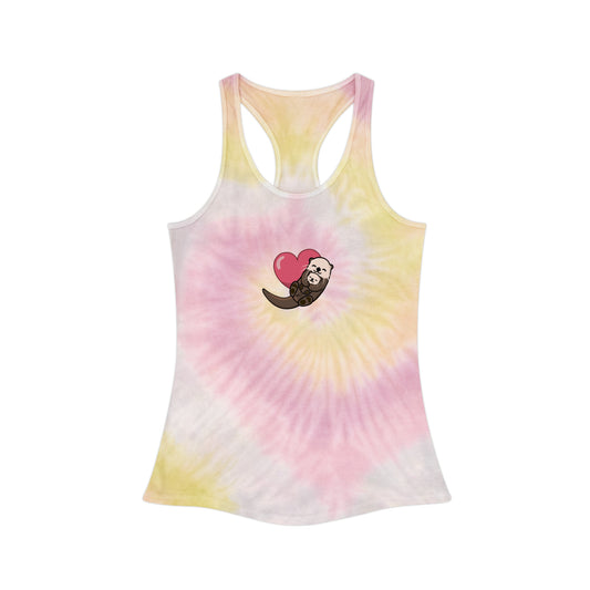 Hugging Otters & Heart - Tie Dye Racerback Tank Top