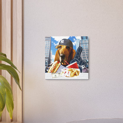 Basset Eating American Fast Food - Metal Art Sign