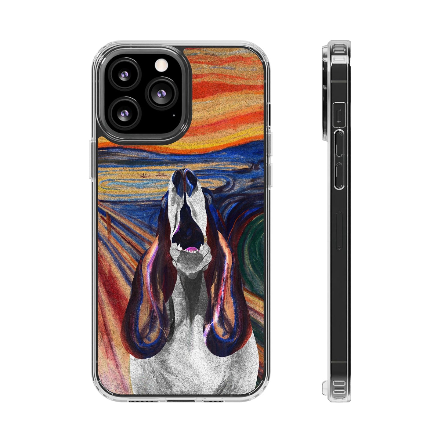 'The Howl' Basset Hound Phone Case - Clear Case featuring Edvard Munch Inspired Design