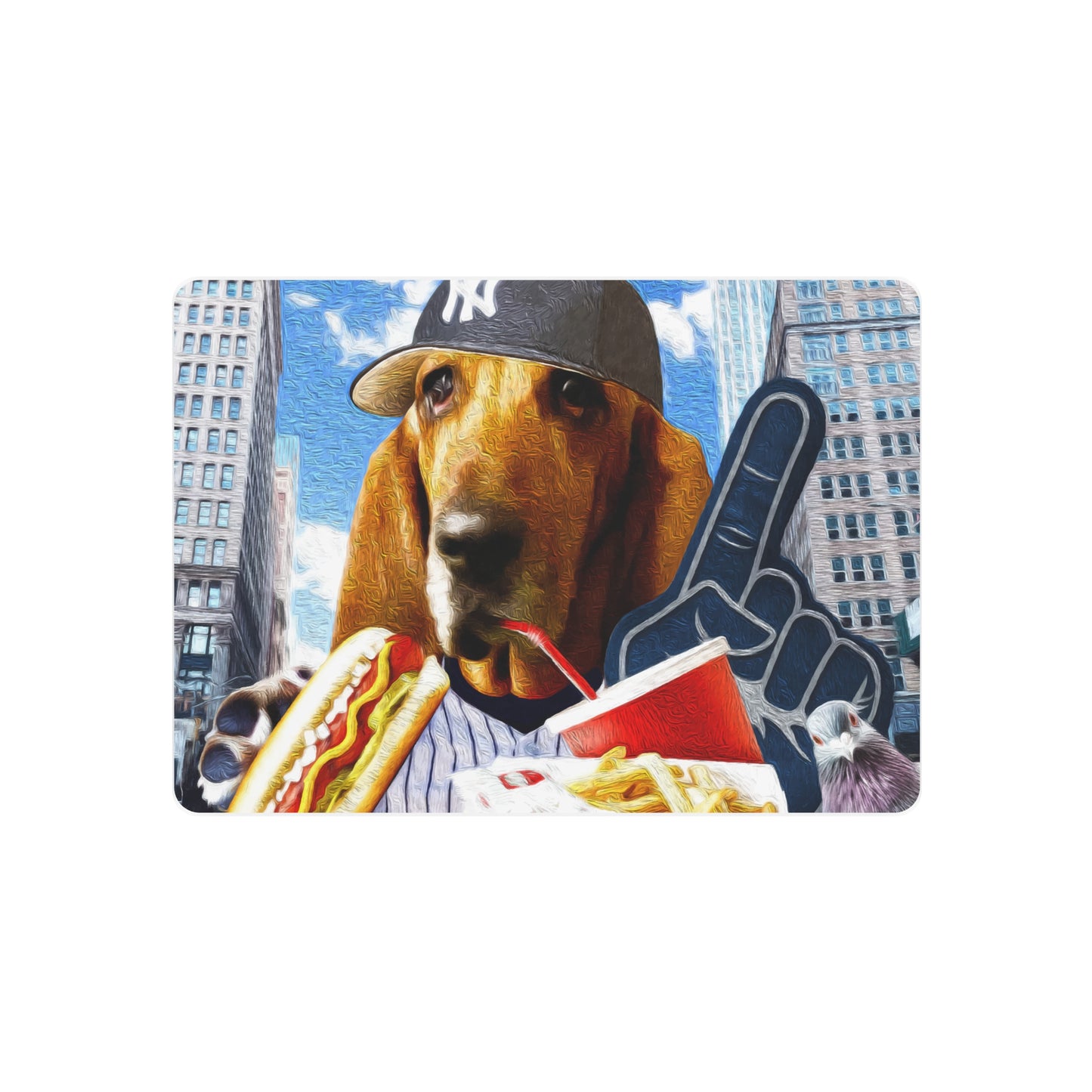 Basset Eating American Fast Food - Metal Art Sign