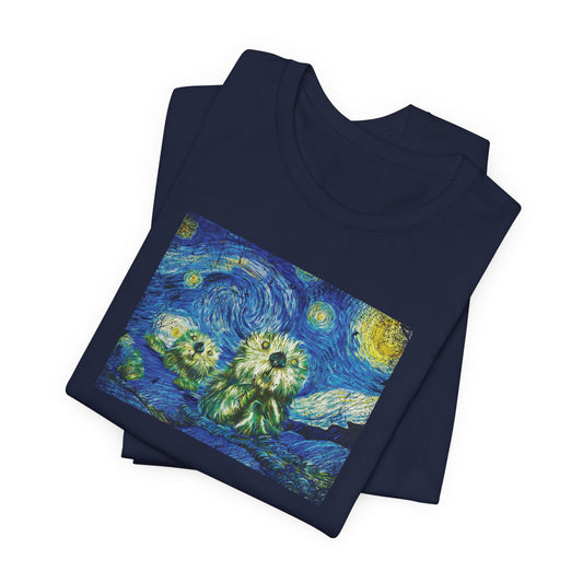 Starry Monterey Night Sea Otters T‑Shirt — Van Gogh Style Floral Tee