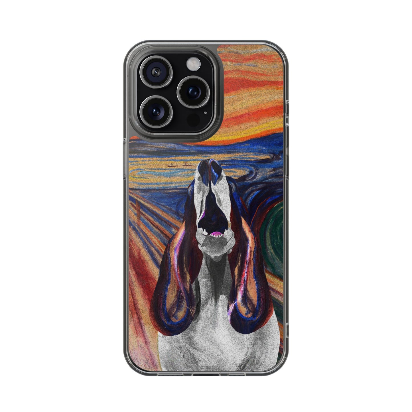 'The Howl' Basset Hound Phone Case - Clear Case featuring Edvard Munch Inspired Design