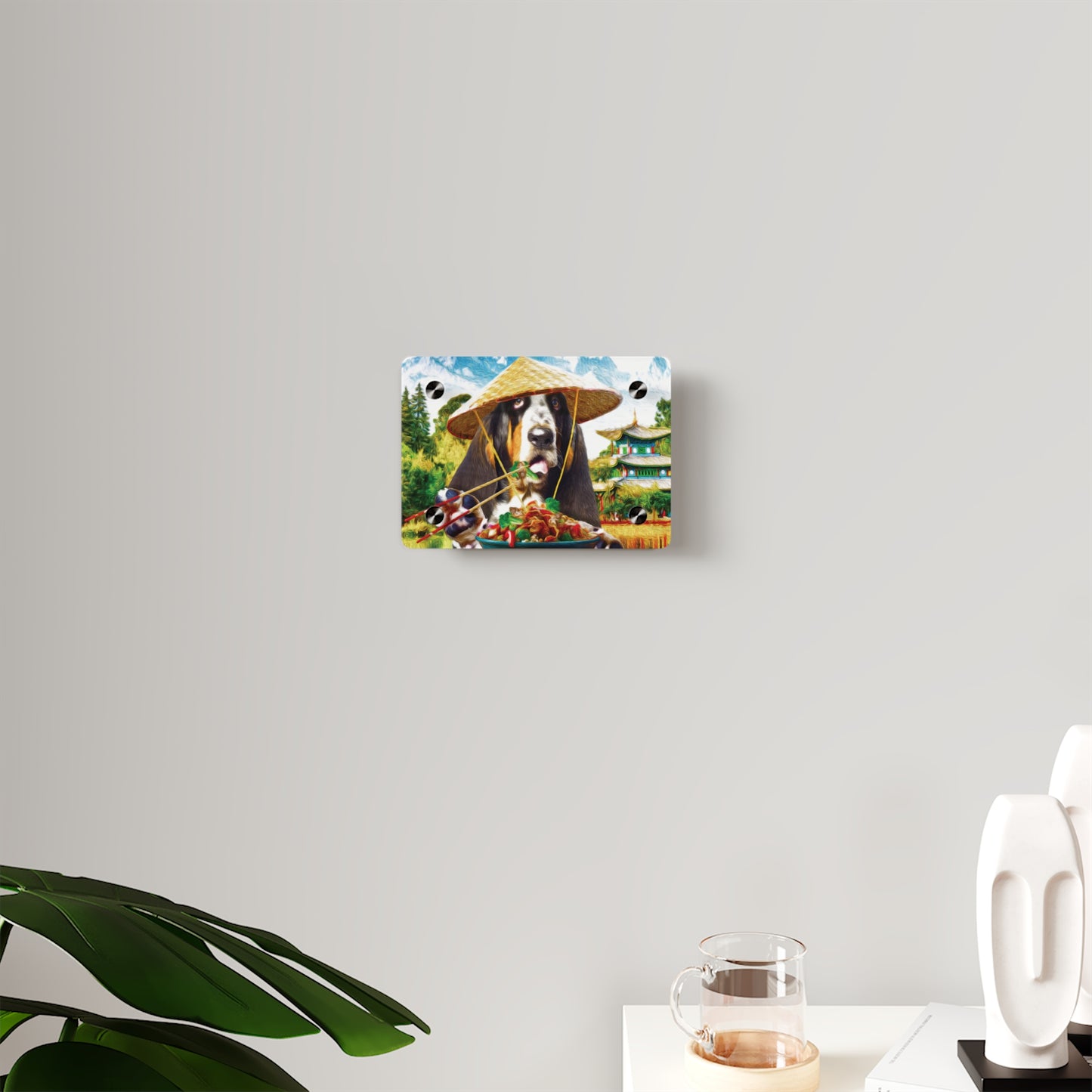 Basset Eating Chinese Food - Acrylic Wall Art Panels