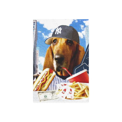 Basset Eating American Fast Food - Metal Art Sign