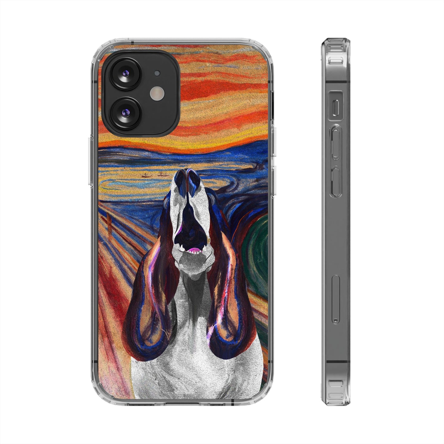'The Howl' Basset Hound Phone Case - Clear Case featuring Edvard Munch Inspired Design