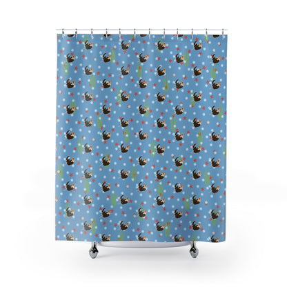 Farting Sea Otter (light blue water) Shower Curtain – Cute Underwater Sea Otter Bathroom Decor