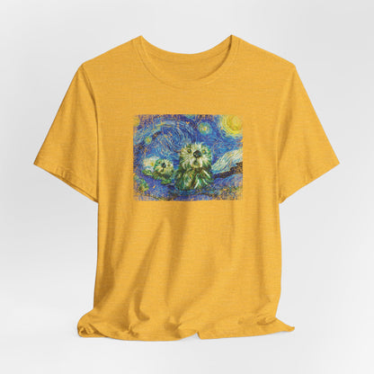 Starry Monterey Night Sea Otters T‑Shirt — Van Gogh Style Floral Tee