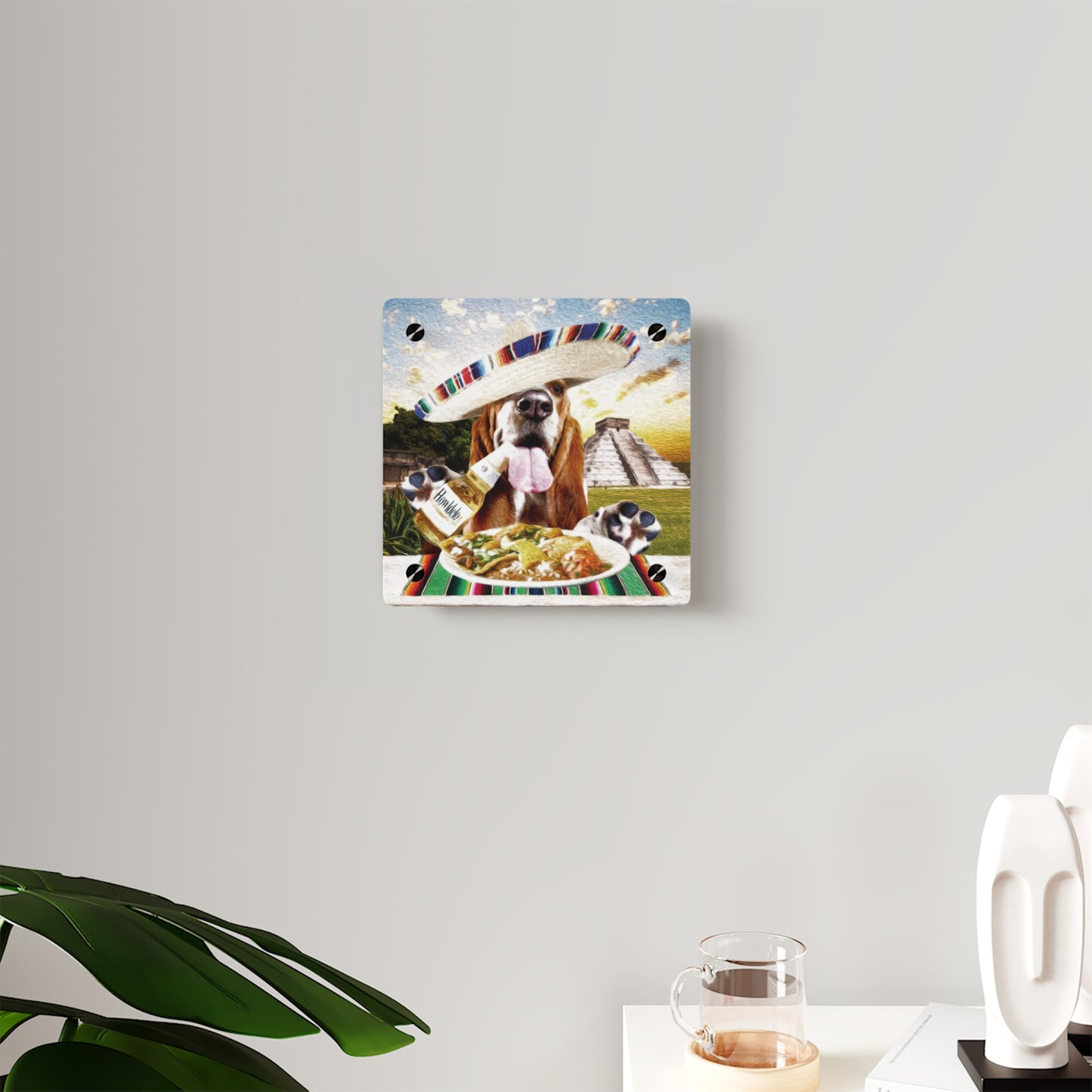Basset Eating Mexican Food - Acrylic Wall Art Panels