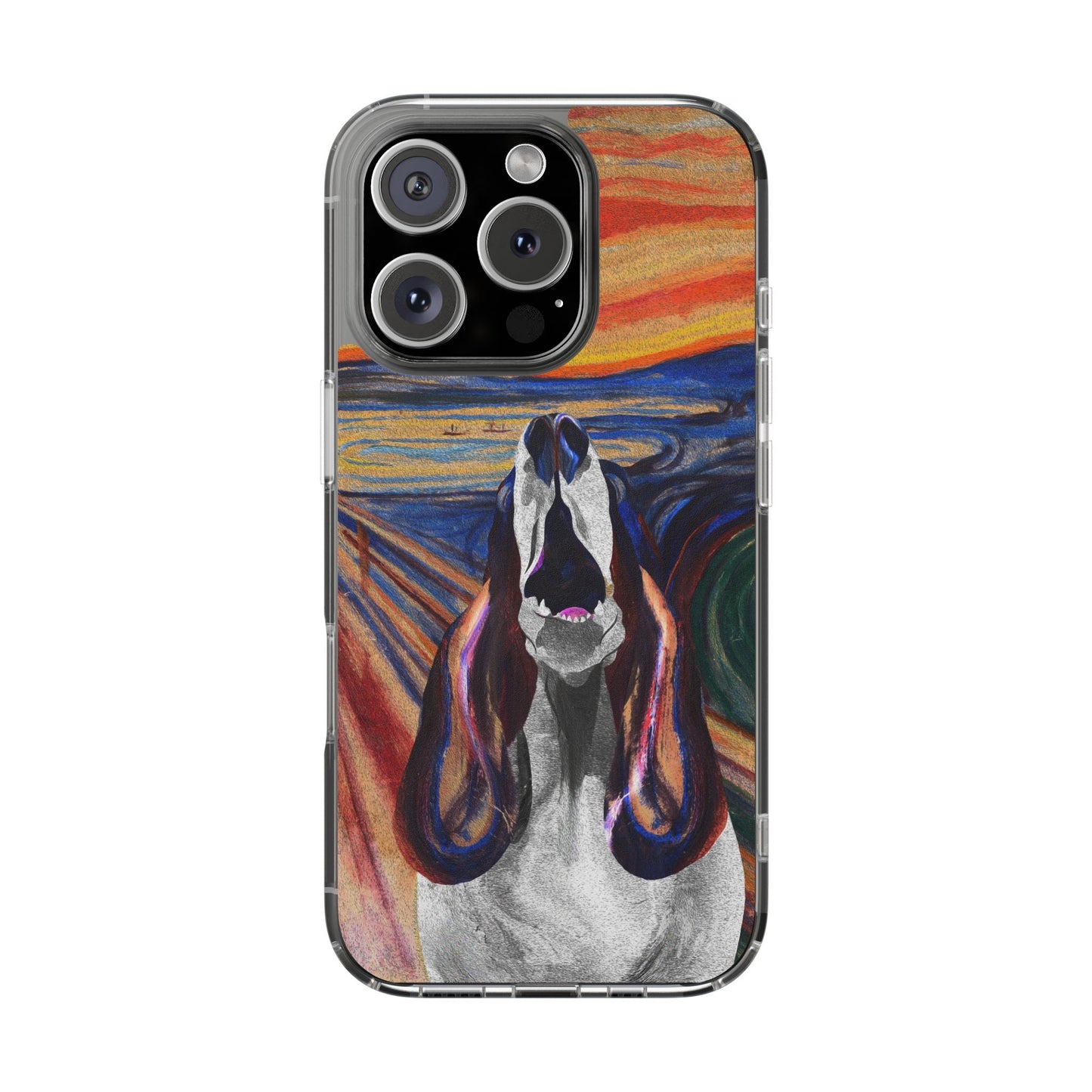'The Howl' Basset Hound Phone Case - Clear Case featuring Edvard Munch Inspired Design