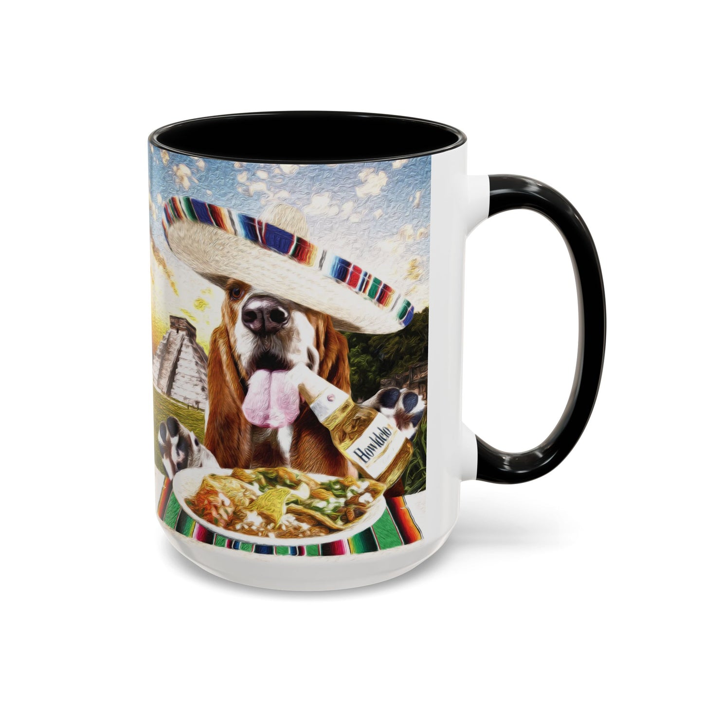 Basset Hound Eating @ a Mexican ruins site - Coffee Mug - Perfect for Dog Lovers, Coffee Enthusiasts, Gifts, Home Decor, and More