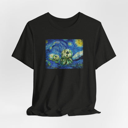 Starry Monterey Night Sea Otters T‑Shirt — Van Gogh Style Floral Tee