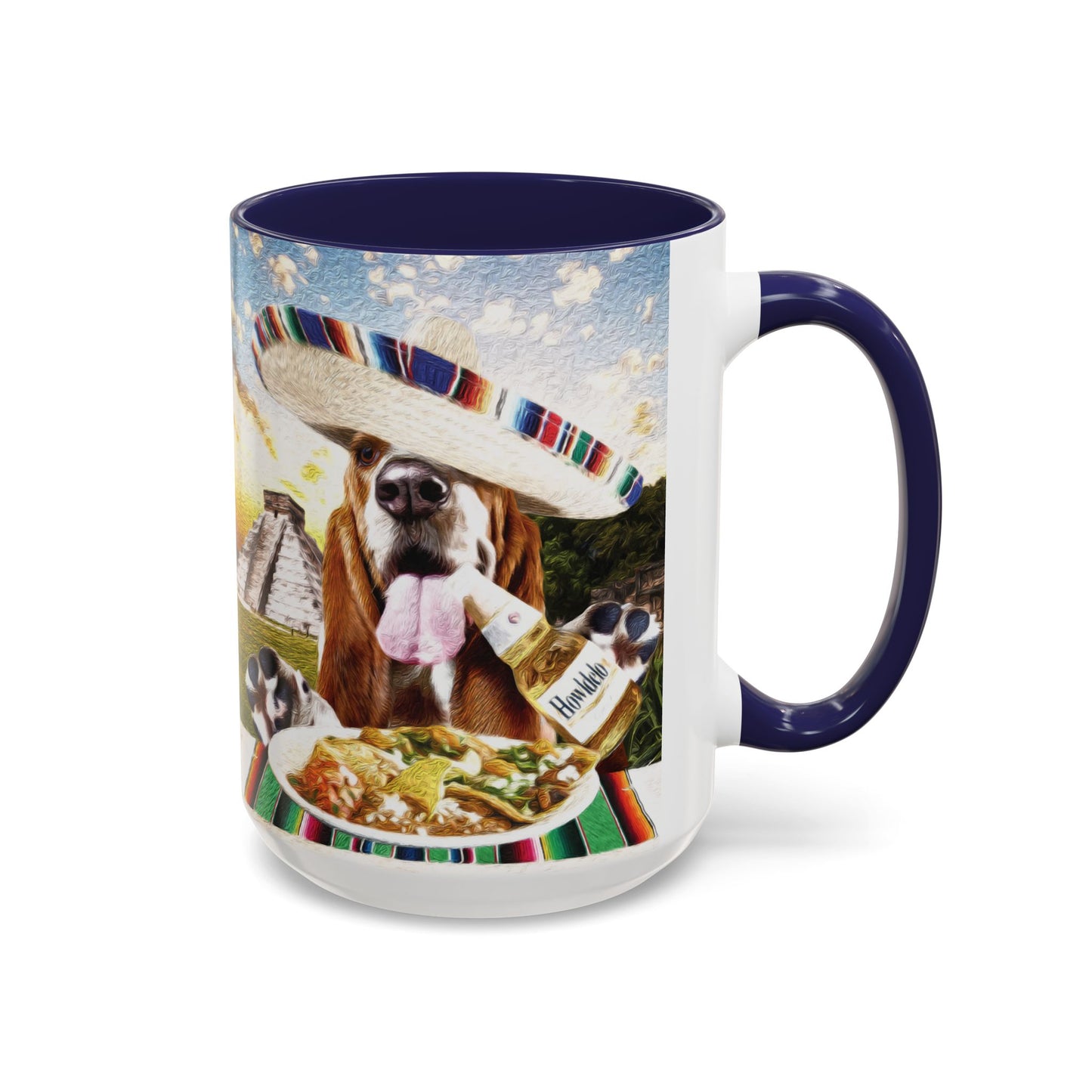Basset Hound Eating @ a Mexican ruins site - Coffee Mug - Perfect for Dog Lovers, Coffee Enthusiasts, Gifts, Home Decor, and More