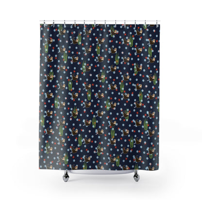 Farting Sea Otter (navy blue water) Shower Curtain – Cute Underwater Sea Otter Bathroom Decor