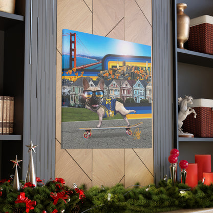Frenchie Skating San Francisco - Canvas Gallery Wraps