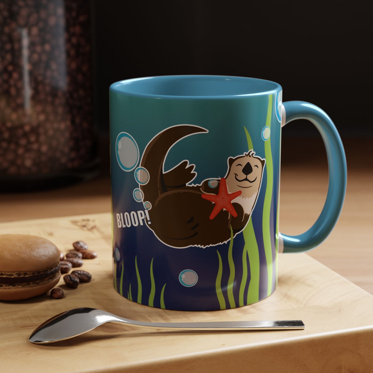 Farting Sea Otter Coffee Mug — Cute 'Bloop!' Sea Otter Accent Ceramic Mug (11/15oz)