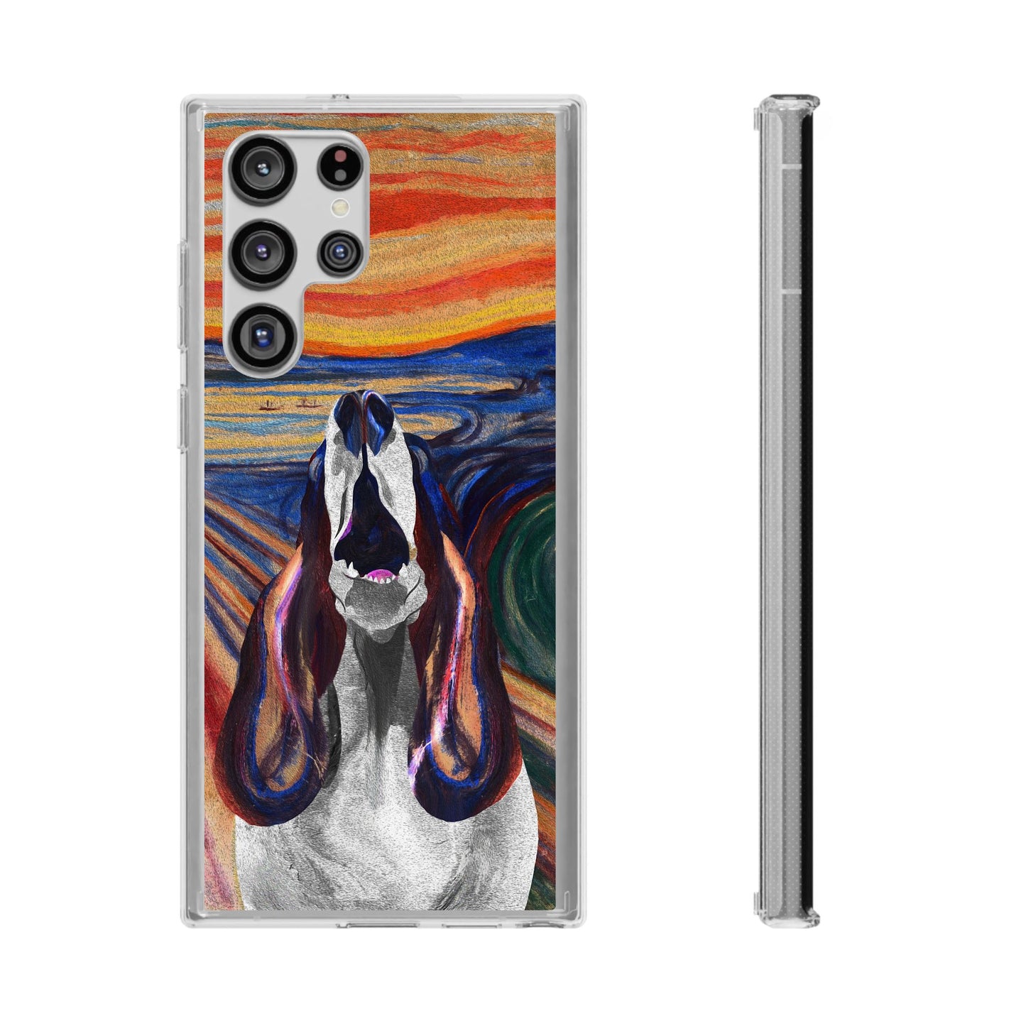 'The Howl' Basset Hound Phone Case - Clear Case featuring Edvard Munch Inspired Design