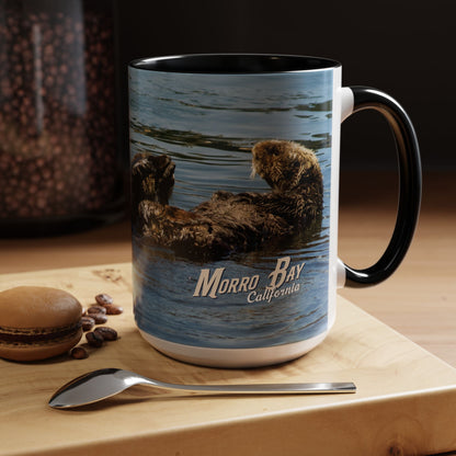 Sea Otter Raft (Morro Bay) Coffee Mug — Cute Sea Otter Accent Ceramic Mug (11/15oz)