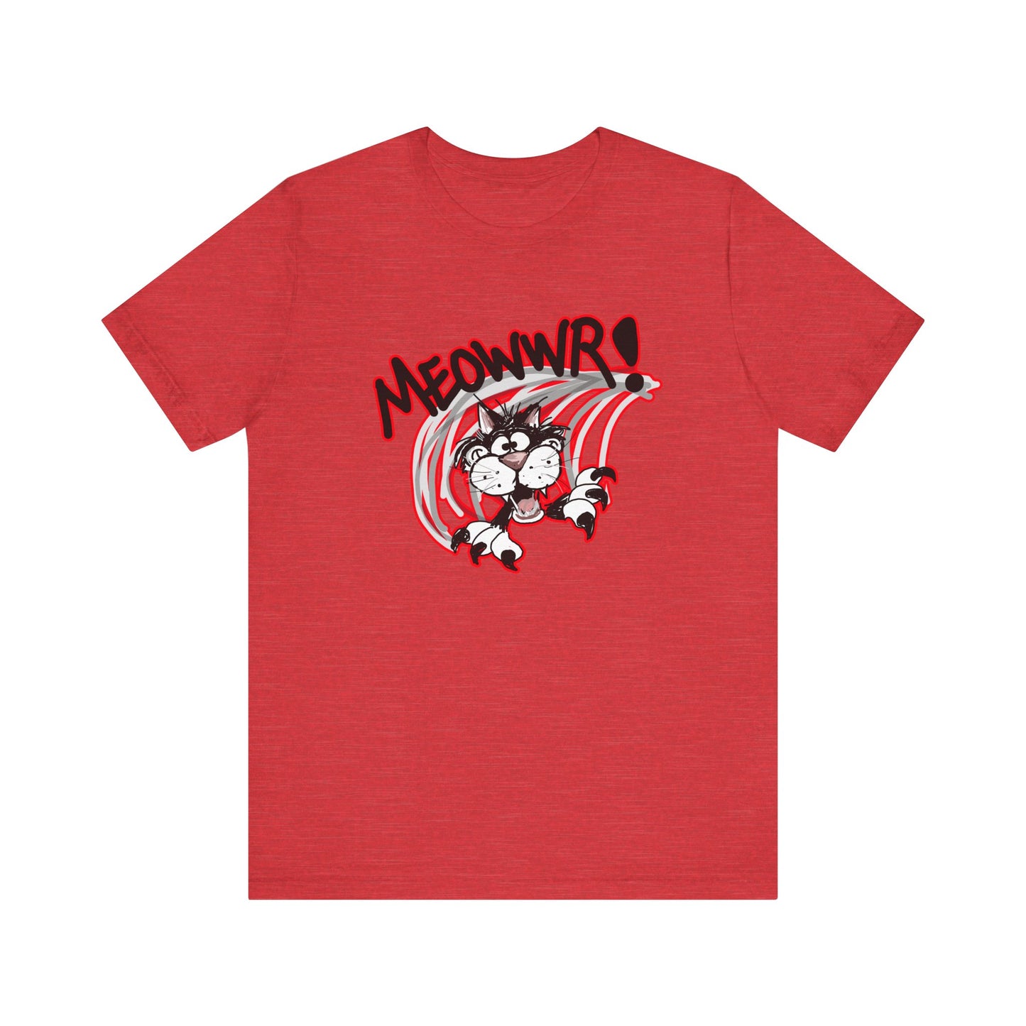 Action Cat Sketch (Meowwr!) - Unisex Jersey Short Sleeve Tee