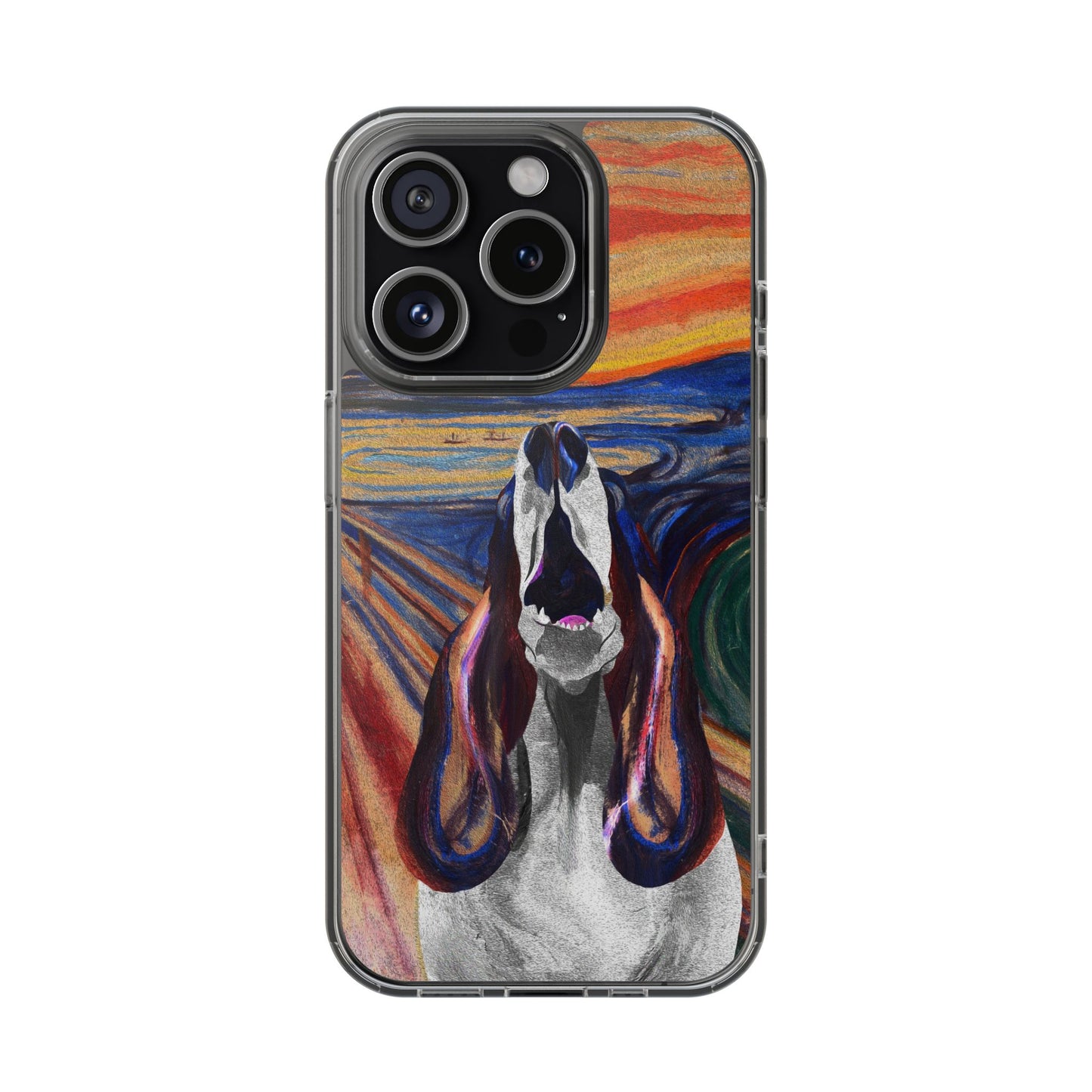 'The Howl' Basset Hound Phone Case - Clear Case featuring Edvard Munch Inspired Design