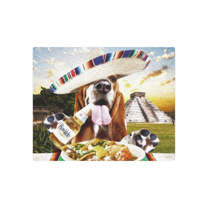 Basset Eating Mexican Food - Metal Art Sign