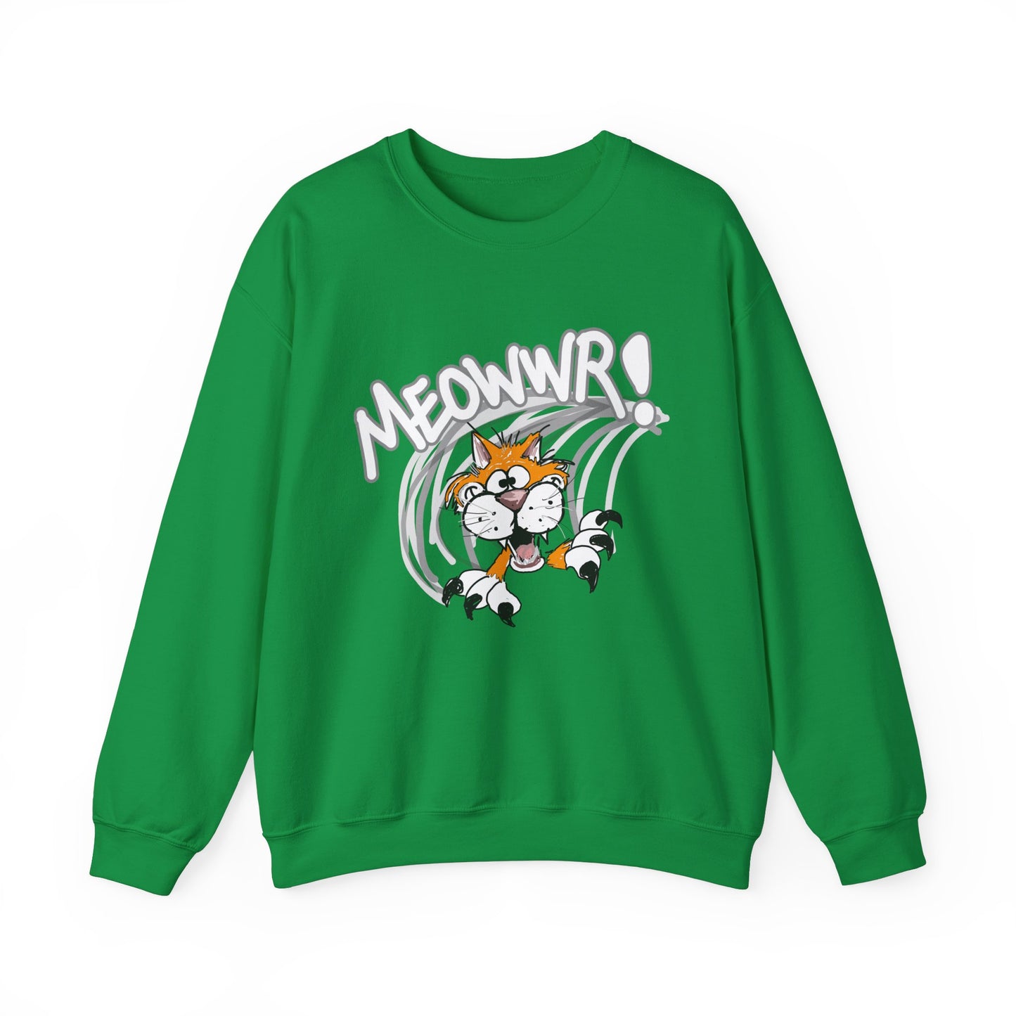 Action Cat (Meowwr!) - Unisex Heavy Blend™ Crewneck Sweatshirt