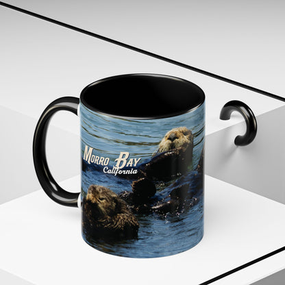 Sea Otter Raft (Morro Bay) Coffee Mug — Cute Sea Otter Accent Ceramic Mug (11/15oz)