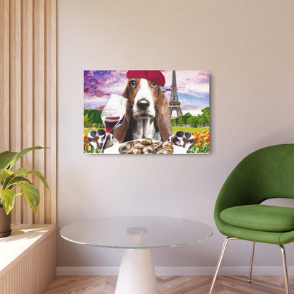 Basset Eating French Food - Metal Art Sign
