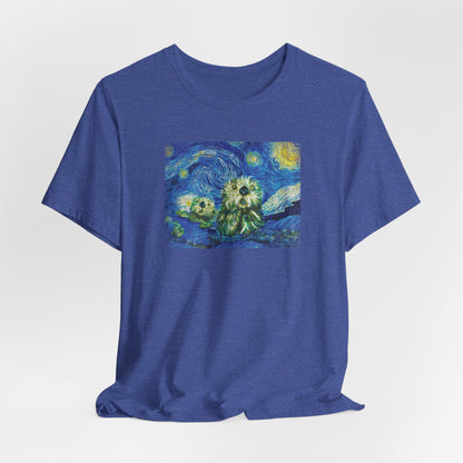 Starry Monterey Night Sea Otters T‑Shirt — Van Gogh Style Floral Tee
