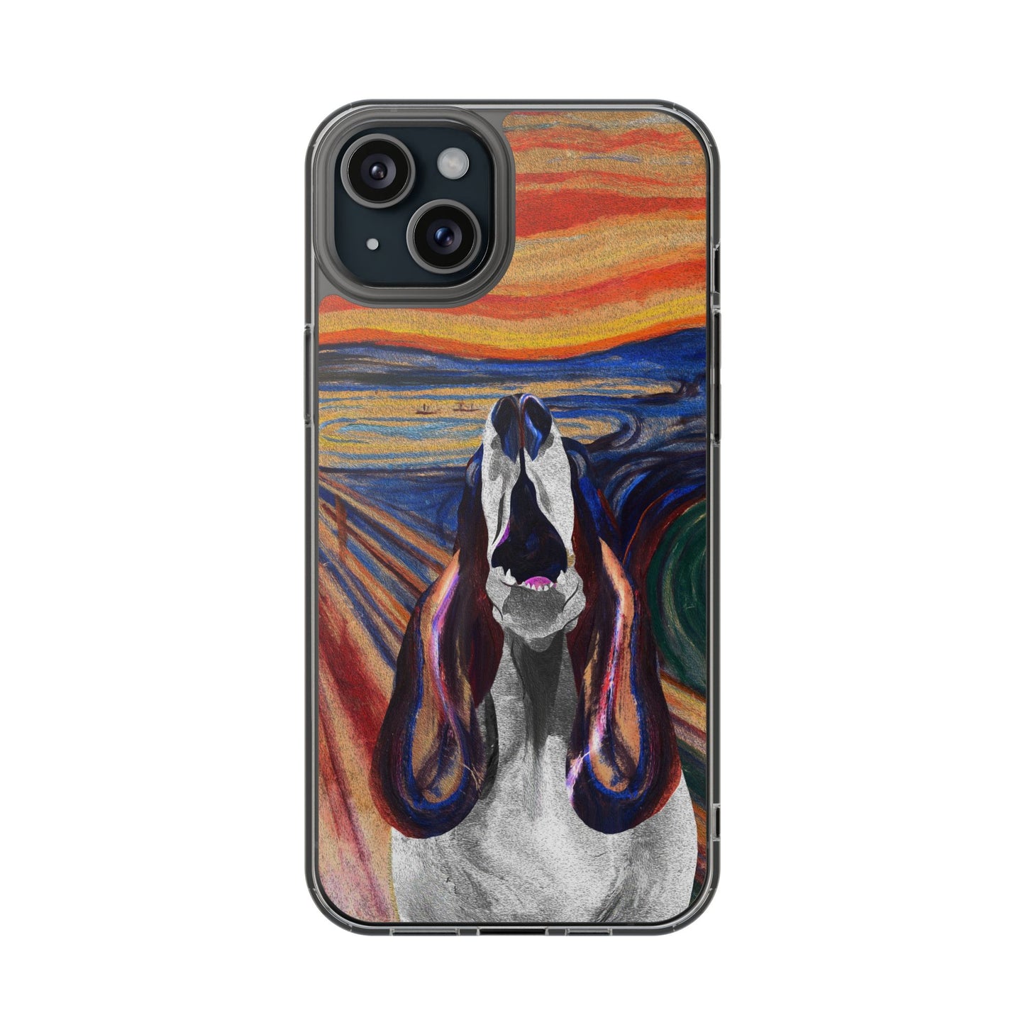 'The Howl' Basset Hound Phone Case - Clear Case featuring Edvard Munch Inspired Design
