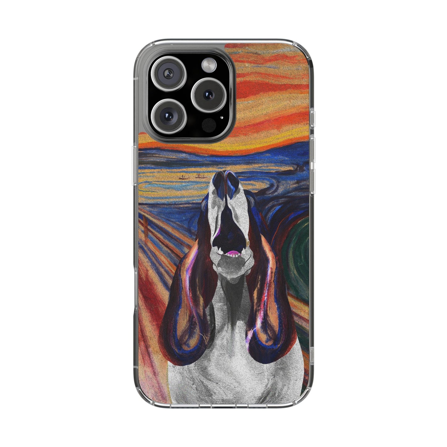 'The Howl' Basset Hound Phone Case - Clear Case featuring Edvard Munch Inspired Design