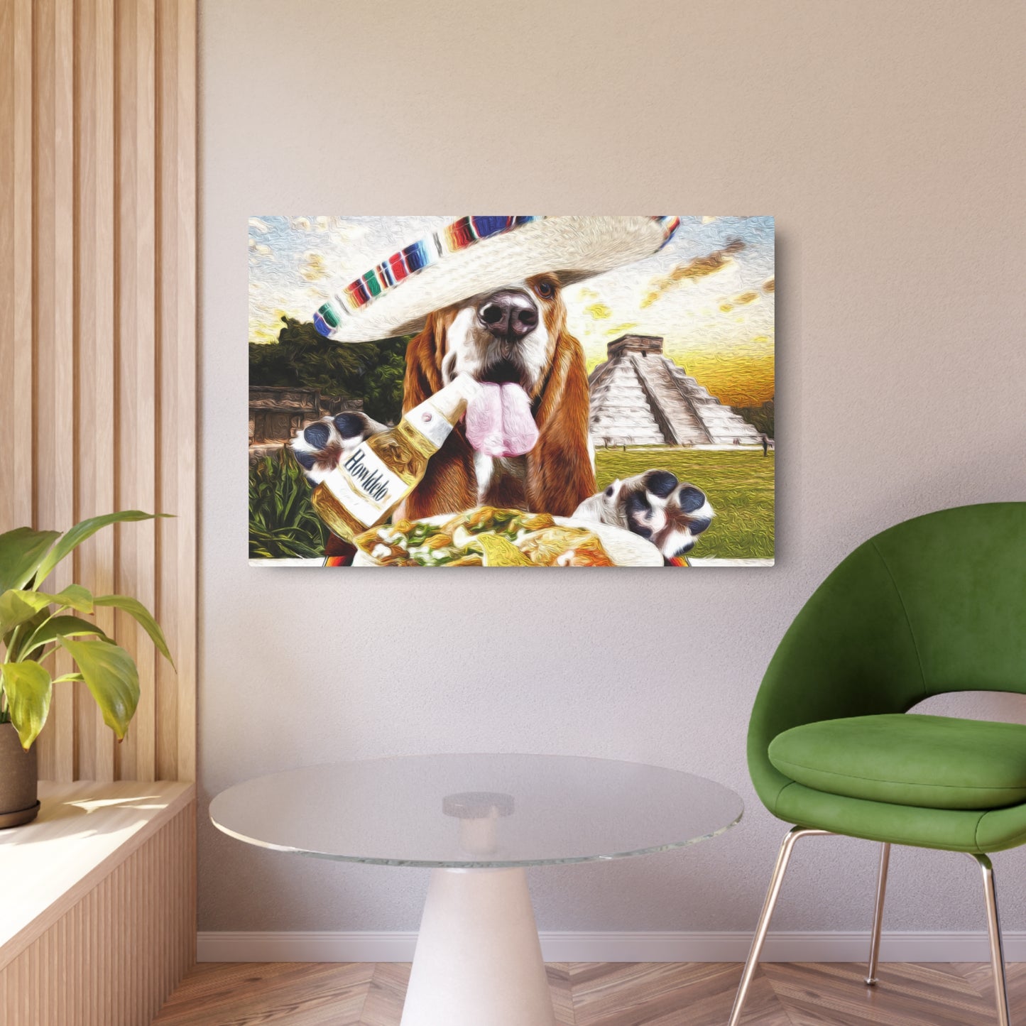 Basset Eating Mexican Food - Metal Art Sign