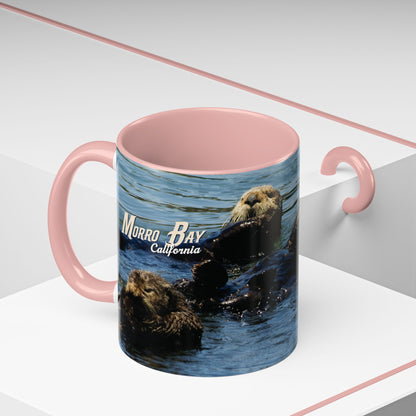 Sea Otter Raft (Morro Bay) Coffee Mug — Cute Sea Otter Accent Ceramic Mug (11/15oz)