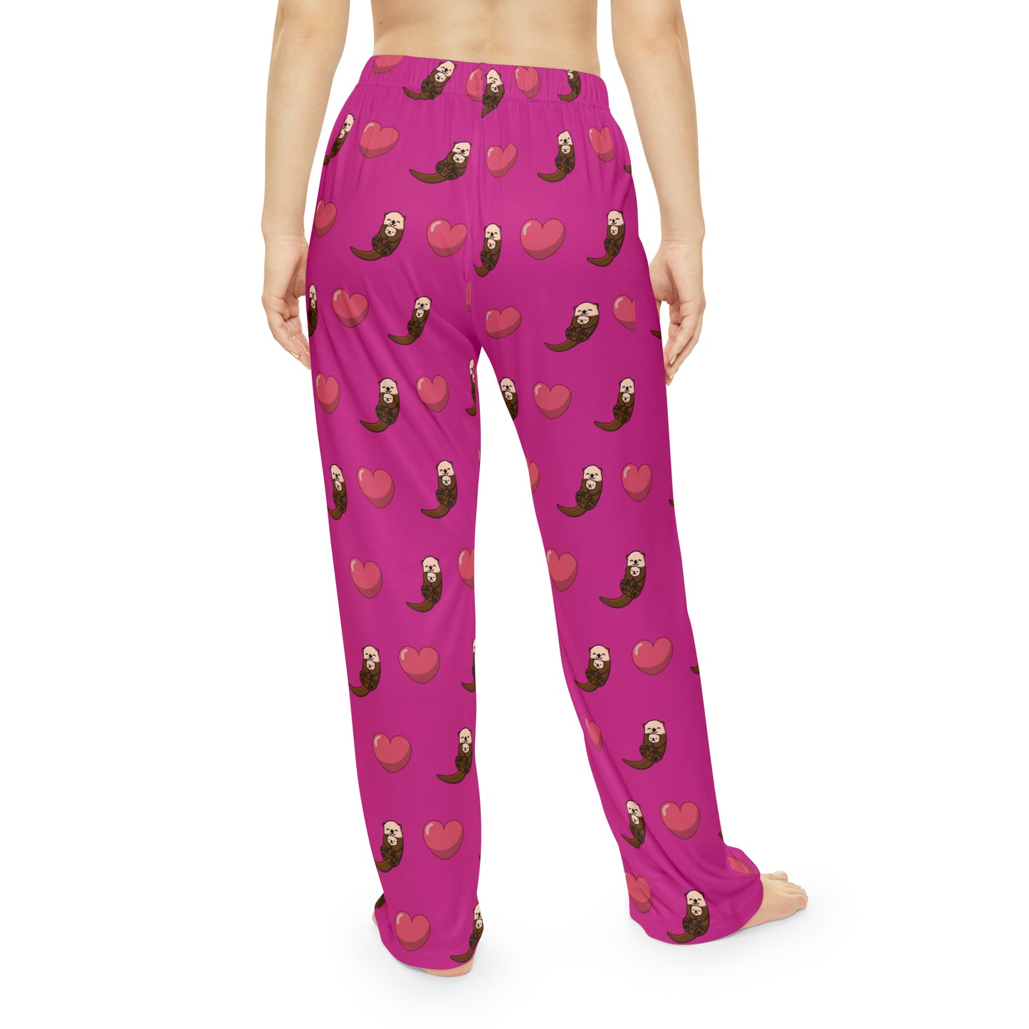 Otters & Hearts (pink) - Women's Pajama Pants (AOP)