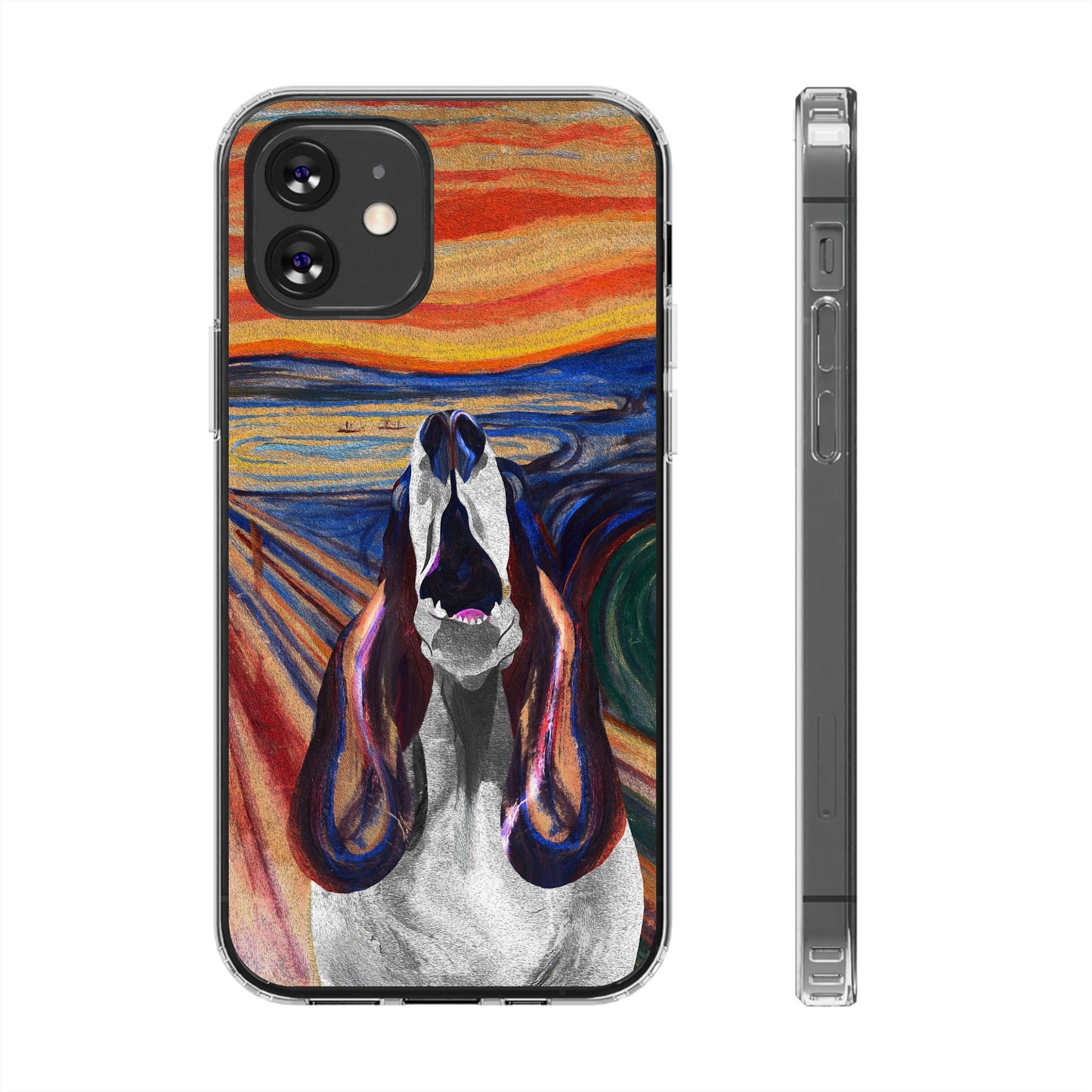 'The Howl' Basset Hound Phone Case - Clear Case featuring Edvard Munch Inspired Design