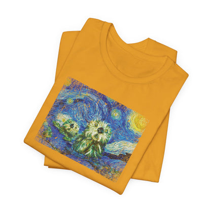 Starry Monterey Night Sea Otters T‑Shirt — Van Gogh Style Floral Tee