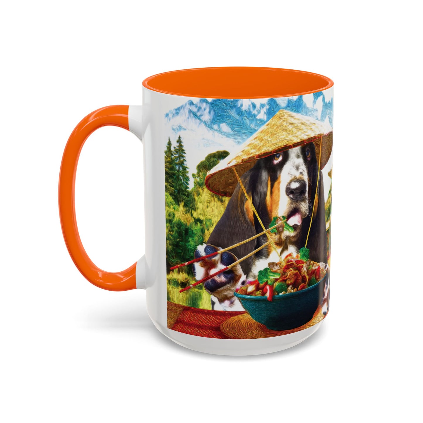 Basset Hound Eating in a Chinese Village - Coffee Mug - Perfect for Dog Lovers, Coffee Enthusiasts, Gifts, Home Decor, and More