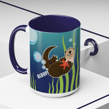 Farting Sea Otter Coffee Mug — Cute 'Bloop!' Sea Otter Accent Ceramic Mug (11/15oz)