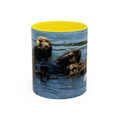 Sea Otter Raft (Morro Bay) Coffee Mug — Cute Sea Otter Accent Ceramic Mug (11/15oz)