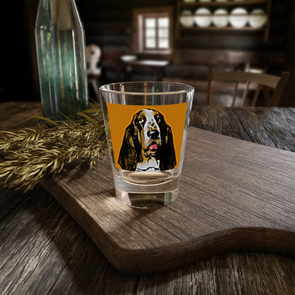 Basset Hound Pop Art (Orange) Shot Glass, 1.5oz