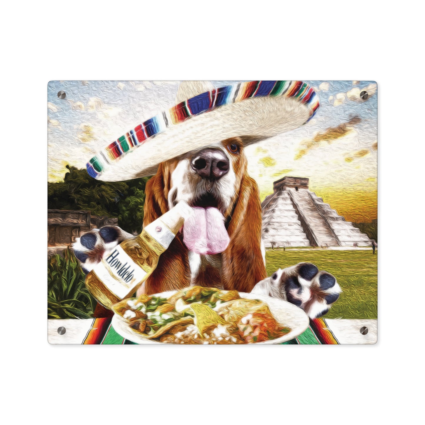 Basset Eating Mexican Food - Acrylic Wall Art Panels