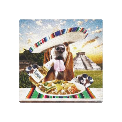 Basset Eating Mexican Food - Metal Art Sign
