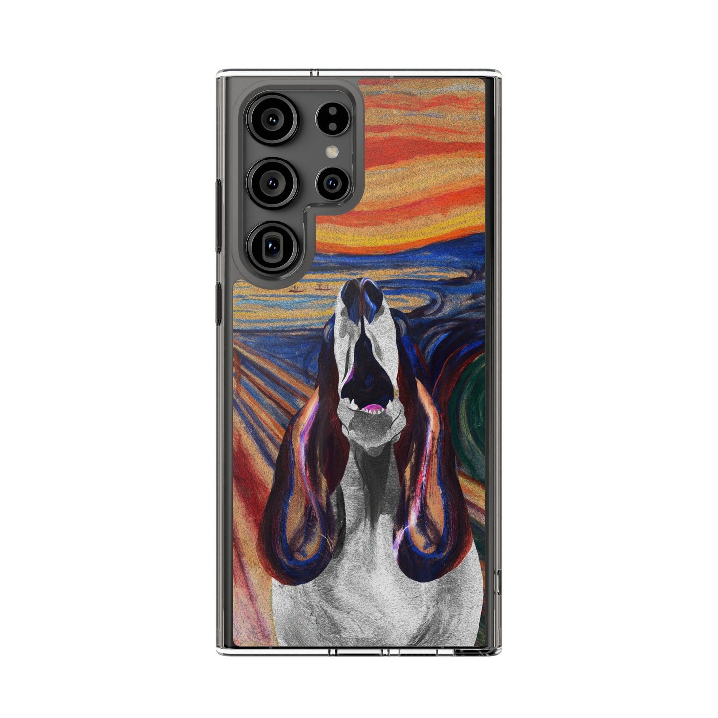 'The Howl' Basset Hound Phone Case - Clear Case featuring Edvard Munch Inspired Design