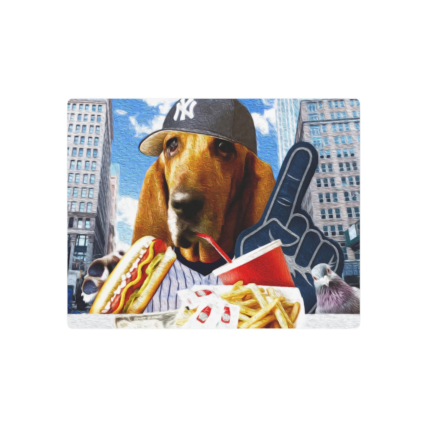 Basset Eating American Fast Food - Metal Art Sign