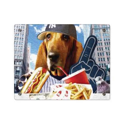Basset Eating American Fast Food - Acrylic Wall Art Panels
