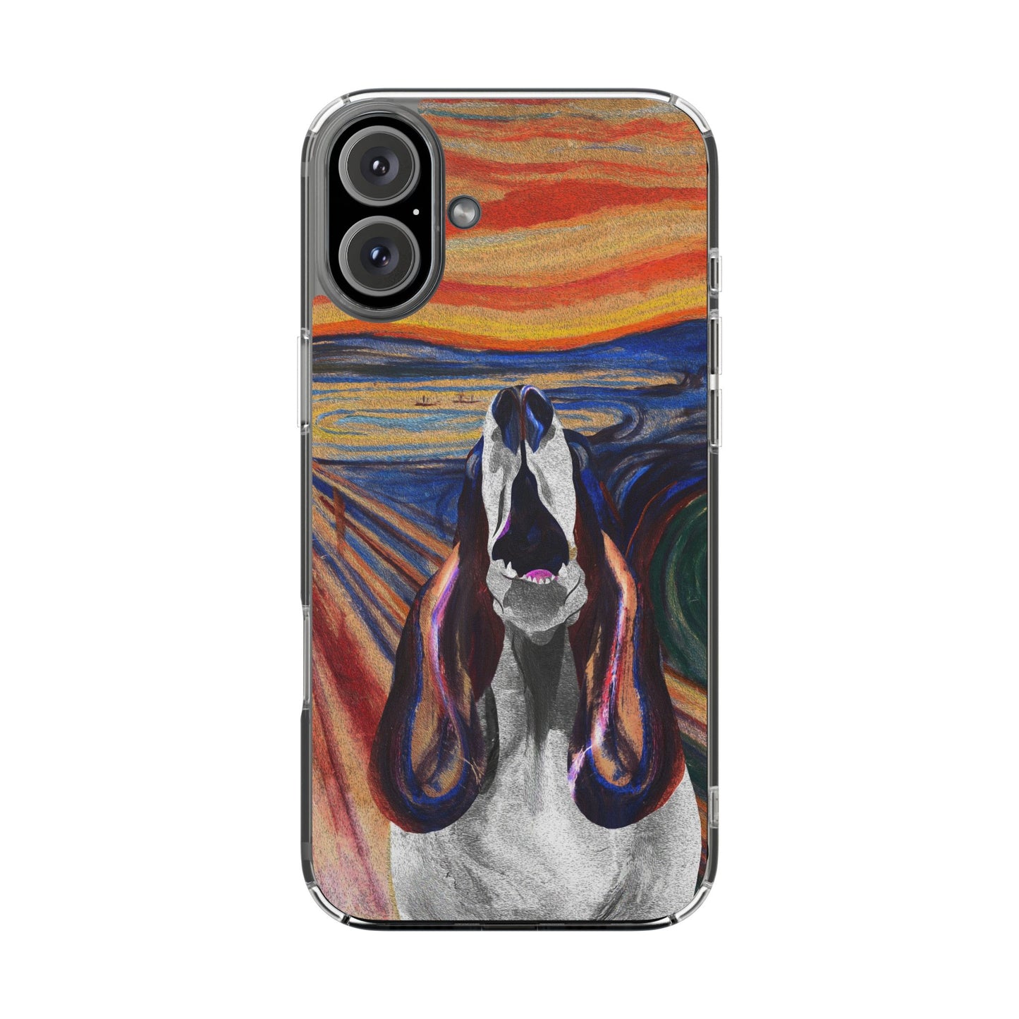 'The Howl' Basset Hound Phone Case - Clear Case featuring Edvard Munch Inspired Design