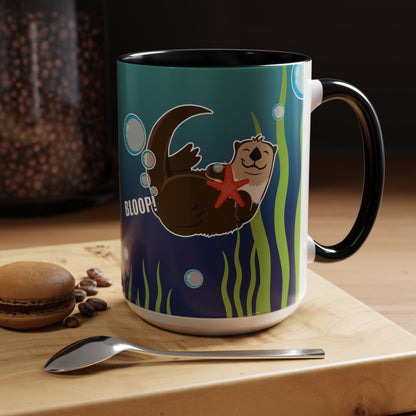 Farting Sea Otter Coffee Mug — Cute 'Bloop!' Sea Otter Accent Ceramic Mug (11/15oz)