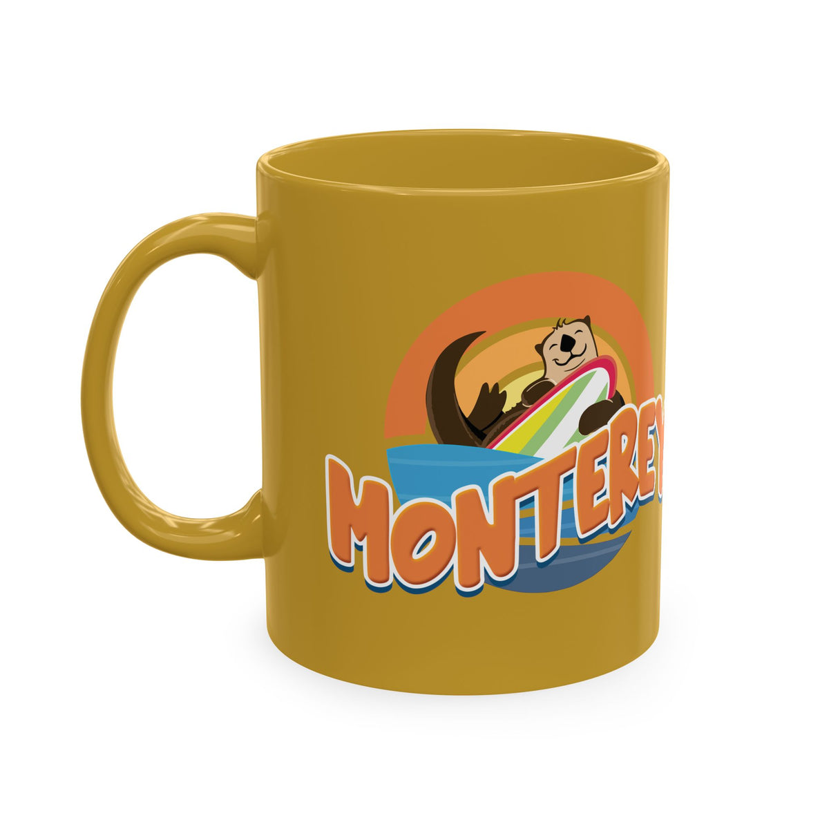 Monterey (Board Bandit Sea Otter) Ceramic Mug — Cute Beach Souvenir Coffee Cup