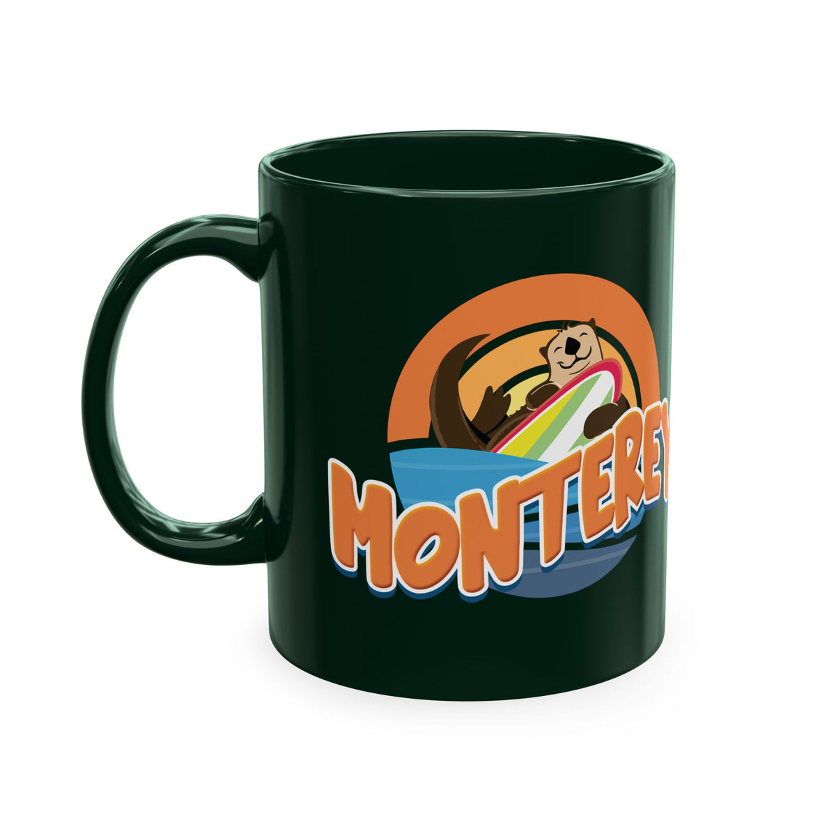 Monterey (Board Bandit Sea Otter) Ceramic Mug — Cute Beach Souvenir Coffee Cup