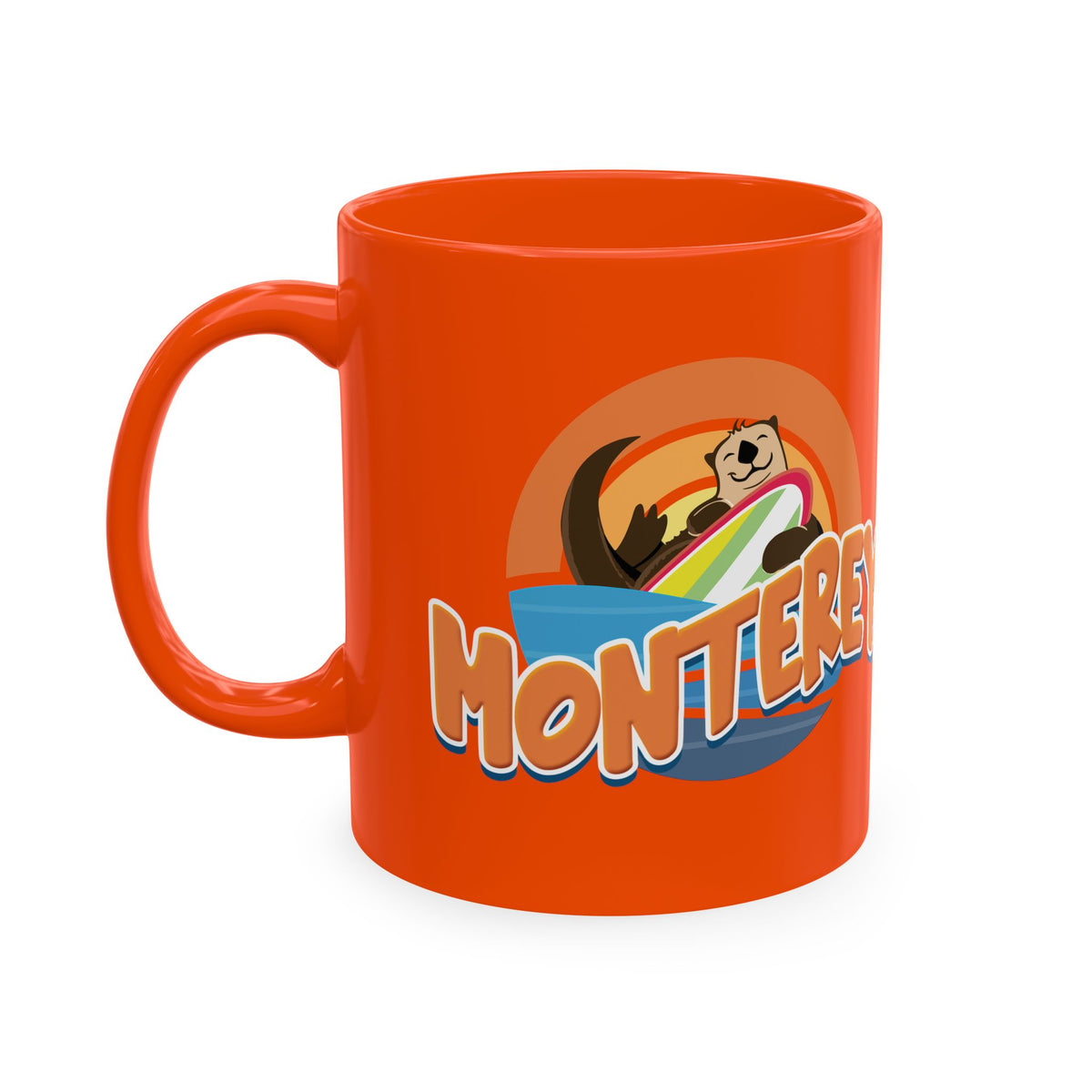 Monterey (Board Bandit Sea Otter) Ceramic Mug — Cute Beach Souvenir Coffee Cup