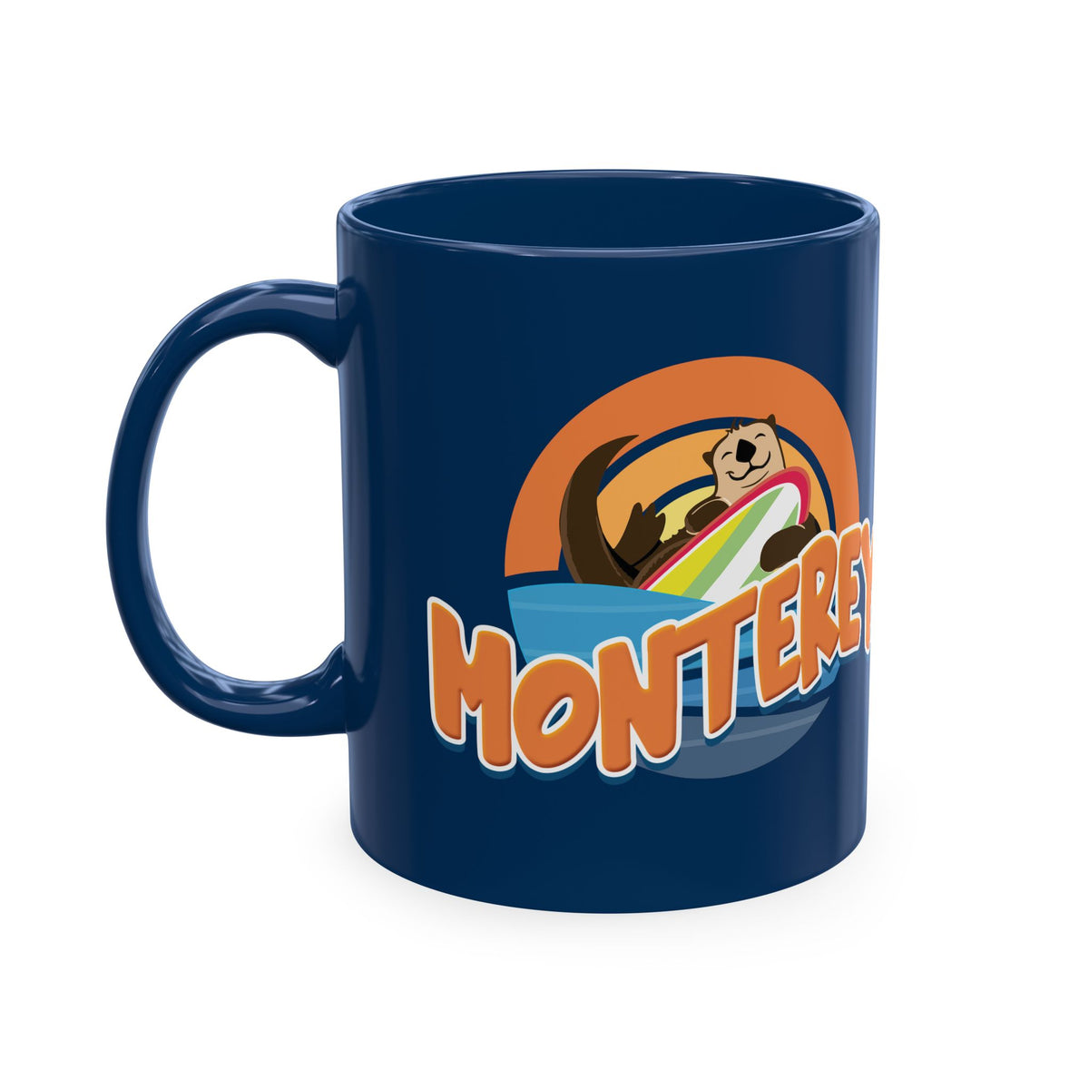 Monterey (Board Bandit Sea Otter) Ceramic Mug — Cute Beach Souvenir Coffee Cup